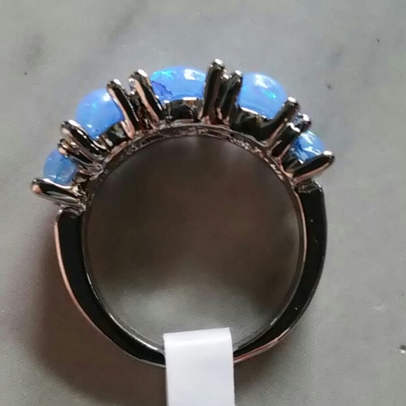 Blue Fire Opal Ring 925 Size 7 - Picture 3 of 3